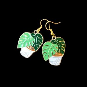 Monstera Earrings Fish Hook Style